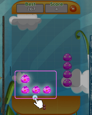 Block Puzzle Game 8x8 gameplay showing a player dragging a purple block shape