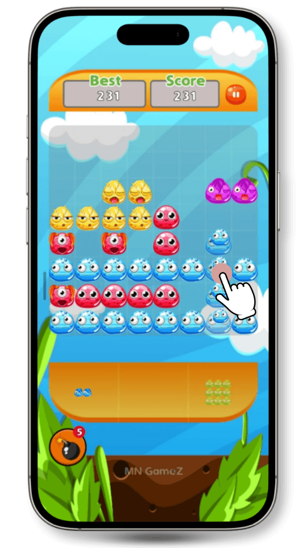 Block Puzzle Game 8x8 gameplay screen showing colourful blocks