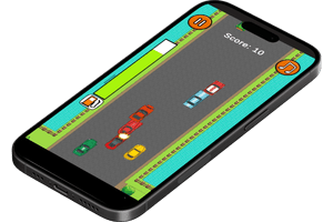Turbo Car Racer Android gameplay showing the player avoiding cars on a busy road Turbo Car Racer Android gameplay showing the player avoiding cars on a busy road