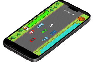 Turbo Car Racer gameplay showing the start of an offline racing run with traffic ahead Turbo Car Racer gameplay showing the start of an offline racing run with traffic ahead